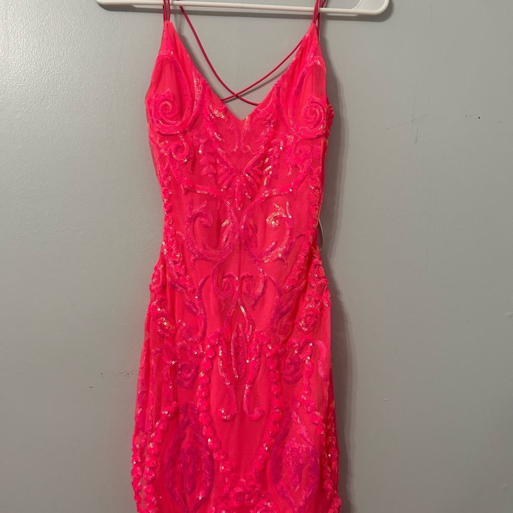 B Darlin, Tight, Vibrant Pink Sequin Dress, Size 3/4